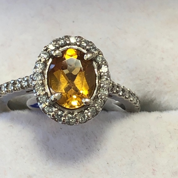 10 kt yellow gold, diamonds,natural citrine ring - Picture 4 of 16